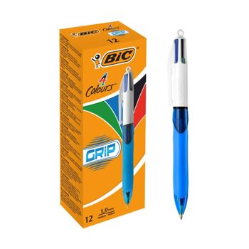 Boite de 12 stylos-bille 4 Couleurs Grip coloris bleu 2