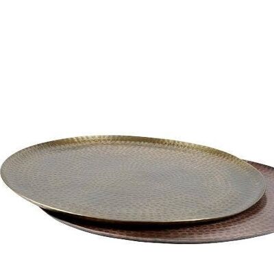 Plateau de service rond or antique 54 cm