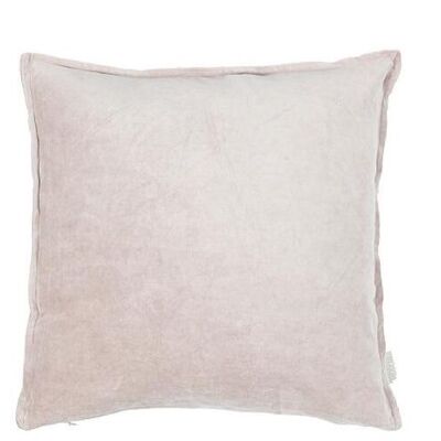 Coussin vintage en velours/lin vieux rose 45x45