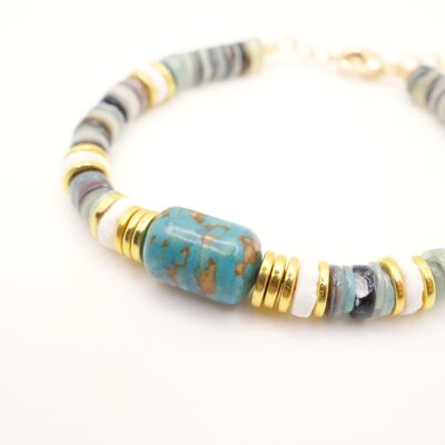 Blue bracelet in heishi pearls, one of our best sellers
