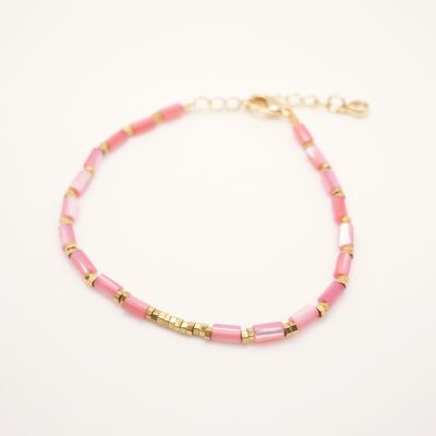 Josepha-Armband aus rosa Muscheln und goldenen Details