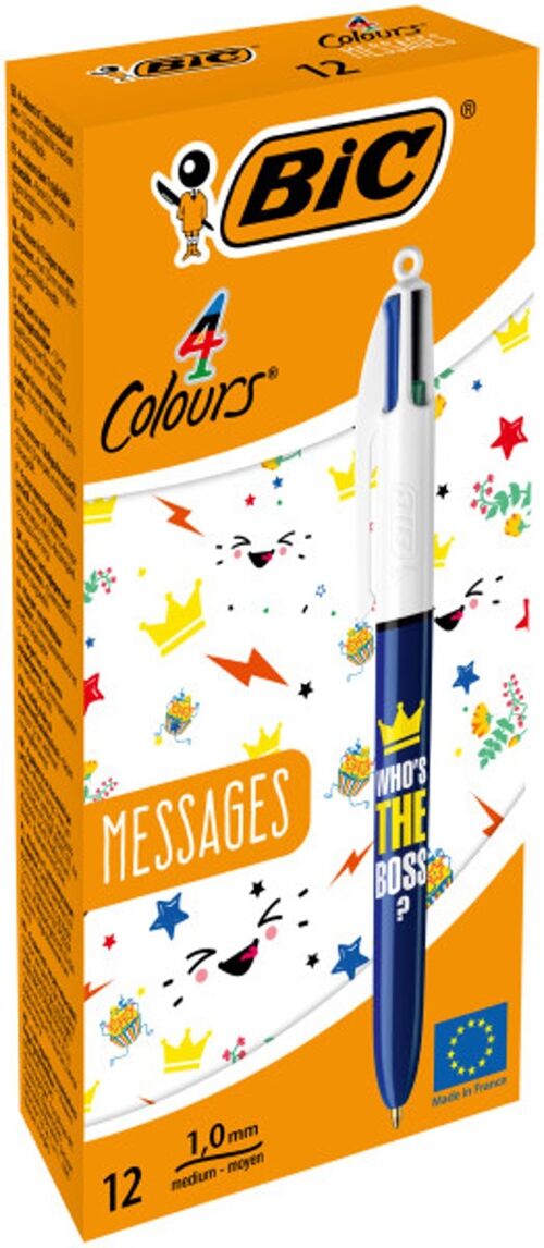 BIC - Lot de 100 Blisters de 3 Crayons 4 Couleurs Original Message