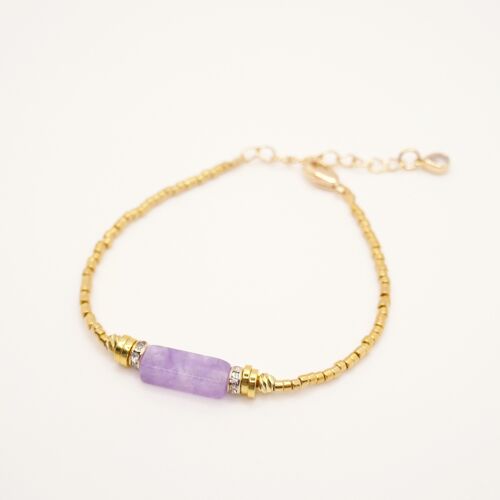 Bracelet Miyuki Purple plaqué or et sa pierre naturelle d'Améthyste