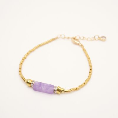 Gold-plated Miyuki Purple bracelet with its natural Amethyst stone