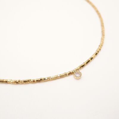 Ellinor-Halskette aus Gold und kleiner Zirkon-Strass-Anhänger