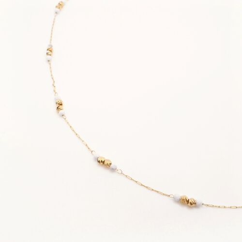 Collier Enea Blanc : fine chaine doré et ses mini perles blanches