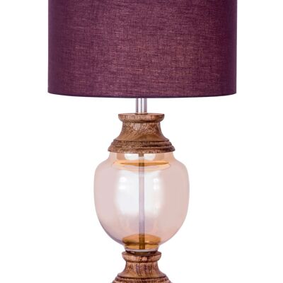 Lampe de chevet lampe de table ø 30 x H 52 cm lampe de table lampe décorative verre avec socle en bois
