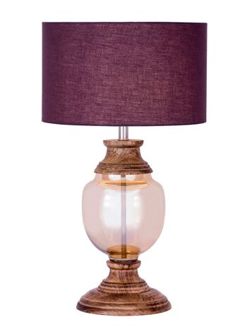 Lampe de chevet lampe de table ø 30 x H 52 cm lampe de table lampe décorative verre avec socle en bois 1