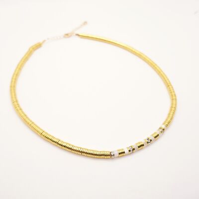Janice-Halskette: Goldperlen und weißes Perlmutt