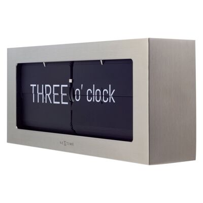 Flip Clock - Horloge de Table ou Murale - Métal - 36x16x8,5cm - Grand Texte Flip