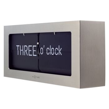 Flip Clock - Horloge de Table ou Murale - Métal - 36x16x8,5cm - Grand Texte Flip 1