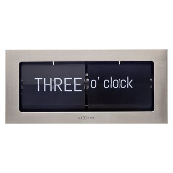 Flip Clock - Horloge de Table ou Murale - Métal - 36x16x8,5cm - Grand Texte Flip 20