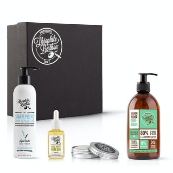 Coffret Côté homme 4 soins - Shampoing, Savon noir Menthe poivrée, Huile d'argan et Savon à barbe 6