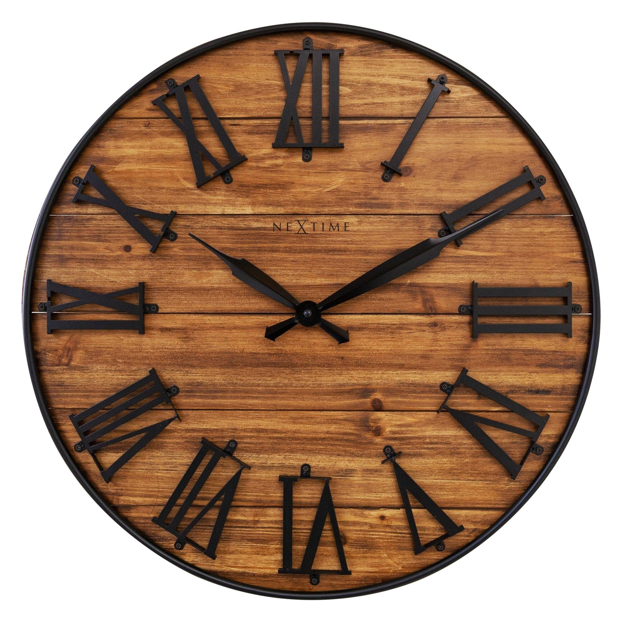 Orologio da parete grande - 50 cm - Silenzioso - Metallo legno scuro - "Manchester"