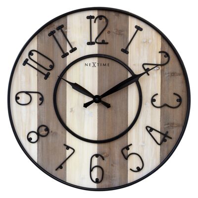 Large Wall Clock - 50cm - Silent - Wood  Metal - "Oxford"
