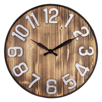 Large Wall Clock - 50cm - Silent - Wood - Metal - "Aberdeen"