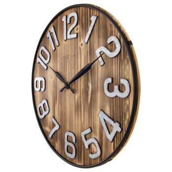 Grande Horloge Murale - 50cm - Silencieuse - Bois - Métal - "Aberdeen" 5