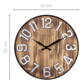 Grande Horloge Murale - 50cm - Silencieuse - Bois - Métal - "Aberdeen" 6