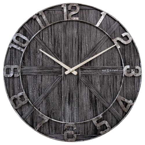 Large wall clock - 50cm - Silent - Wood - Metal - "York"