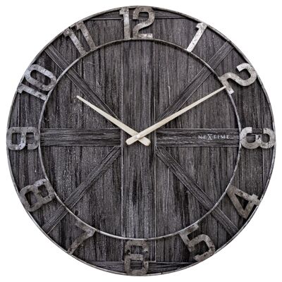 Reloj de pared grande - 50cm - Silencioso - Madera - Metal - "York"