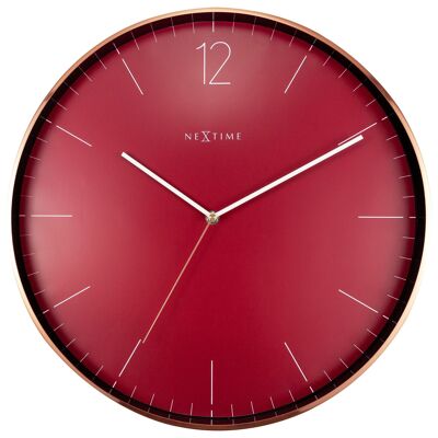 Reloj de Pared Grande - Rojo - Silencioso - 40cm - Metal/Cristal -Essential XXL