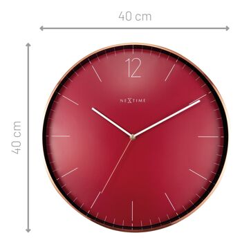 Grande Horloge Murale - Rouge - Silencieuse - 40cm - Métal/Verre -Essential XXL 5