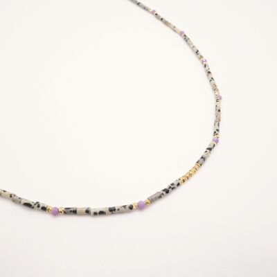 Marceau-Halskette, fein und elegant mit seinen dalmatinischen Jaspissteinen