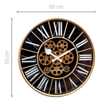 Horloge Moving Gear - Grande Horloge Murale - 50cm - "William" 7