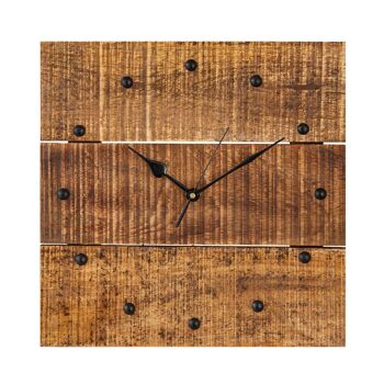 Horloge murale horloge de salon en bois, silencieuse, angulaire 30 x 30 cm carré en bois de manguier massif 1
