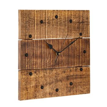 Horloge murale horloge de salon en bois, silencieuse, angulaire 30 x 30 cm carré en bois de manguier massif 2