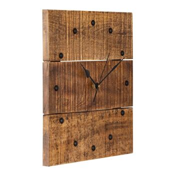 Horloge murale horloge de salon en bois, silencieuse, angulaire 30 x 30 cm carré en bois de manguier massif 3