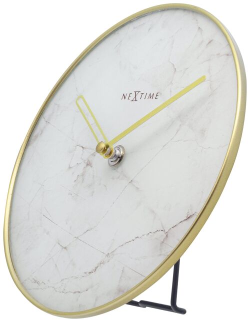 Table / Wall clock -  20 cm - Glass / Metal - 'Marble'