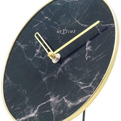 Table / Wall clock -  20 cm - Glass / Metal - 'Marble'