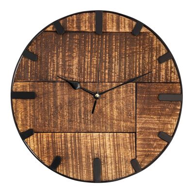 Reloj de pared para salón reloj de madera redondo vintage silencioso ø 30 cm fabricado en madera maciza de mango