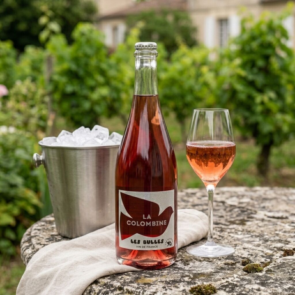 La Colombine, Les Bulles. Pet'Nat rosé. Vin de France bio rosé pétillant. Nature, Certifié en biodynamie Demeter