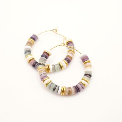 Luna hoop earrings, light and colorful in pretty heishi pearls