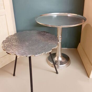 Table d'appoint métal ronde ø 44x52 cm table décorative Adlon argent ou or avec pied central design aluminium 7