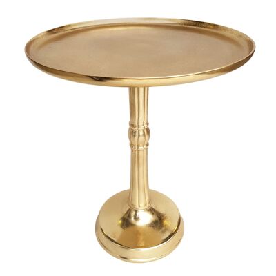 Mesa auxiliar metal redonda ø 44x52 cm mesa decorativa Adlon plata u oro con pata central diseño aluminio