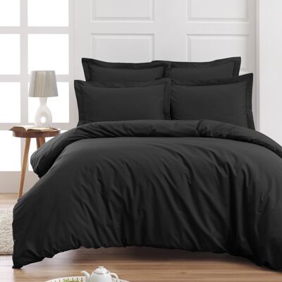 Drap housse en percale de coton bonnet 30cm SOFT PERCALE Anthracite