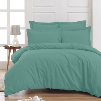 Drap housse en percale de coton bonnet 30cm SOFT PERCALE Aqua Sea