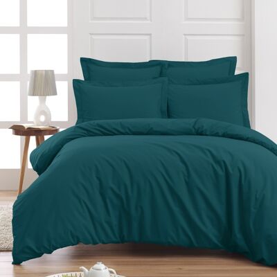 Drap housse en percale de coton bonnet 30cm SOFT PERCALE Petrol