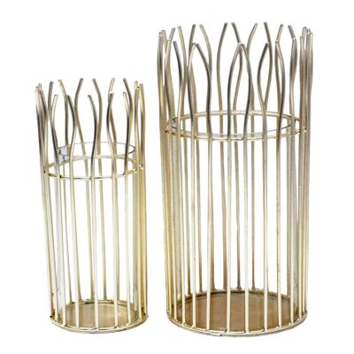 Ensemble de lanternes romantique 2 pièces avec insert en verre rond en structure de fil noble noir ou or