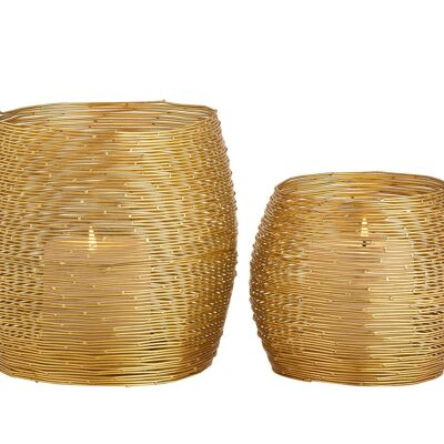 Tealight holder set 2-piece candle holder Paris wire look aluminum gold-plated