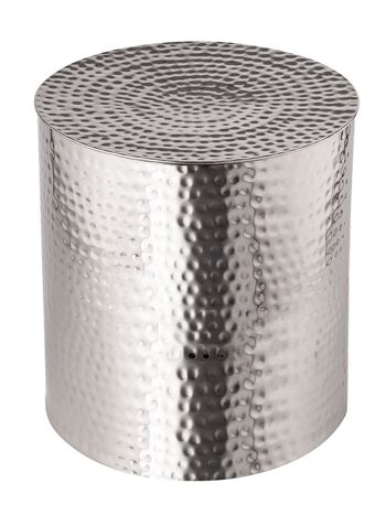 Table d'appoint métal ø 40 x 45 cm table décorative ronde Tunis aluminium martelé argent ou or 3