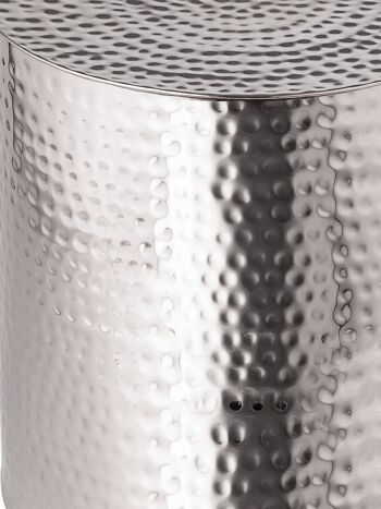 Table d'appoint métal ø 40 x 45 cm table décorative ronde Tunis aluminium martelé argent ou or 6