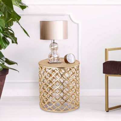 Decorative metal side table ø 41 x 48 cm round Cairo silver or gold aluminum oriental