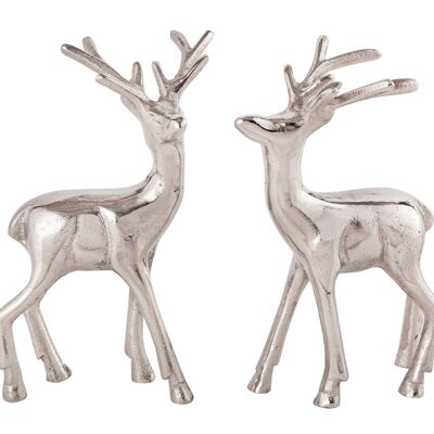 Juego de figuras decorativas de 2 ciervos decoración de mesa figura animal metal decoración navideña plata u oro aluminio