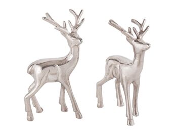 Figurine déco lot de 2 cerfs décoration de table figurine animalière métal décoration de Noël argent ou or aluminium 2