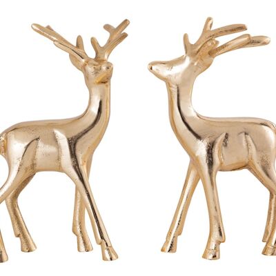 Juego de figuras decorativas de 2 ciervos decoración de mesa figura animal metal decoración navideña plata u oro aluminio