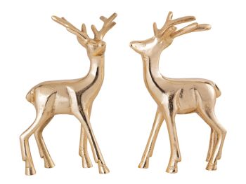 Figurine déco lot de 2 cerfs décoration de table figurine animalière métal décoration de Noël argent ou or aluminium 1